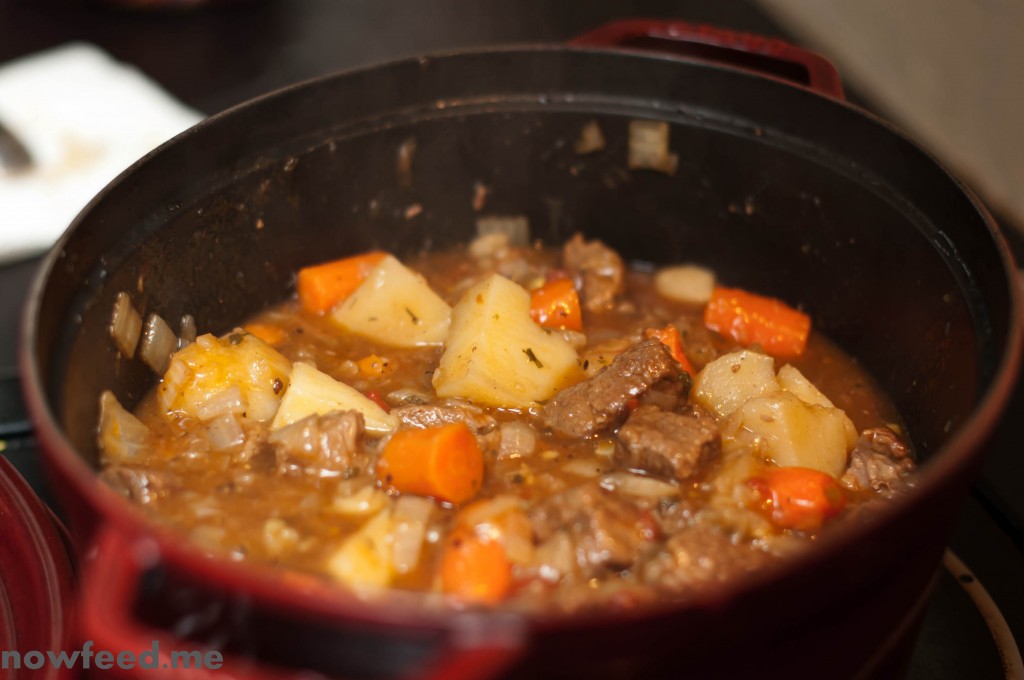 Beef stew simmering
